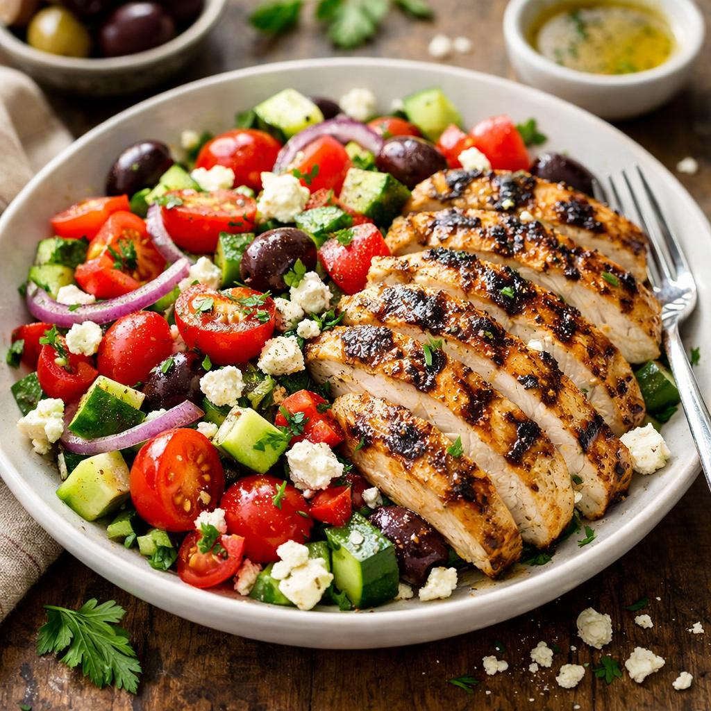 15-Minute Greek Salad with Grilled Chicken