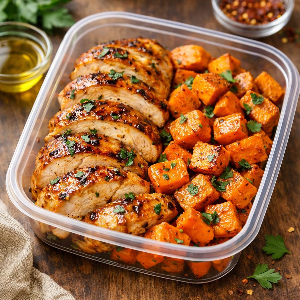 Baked Chicken and Sweet Potato Meal Prep High Protein