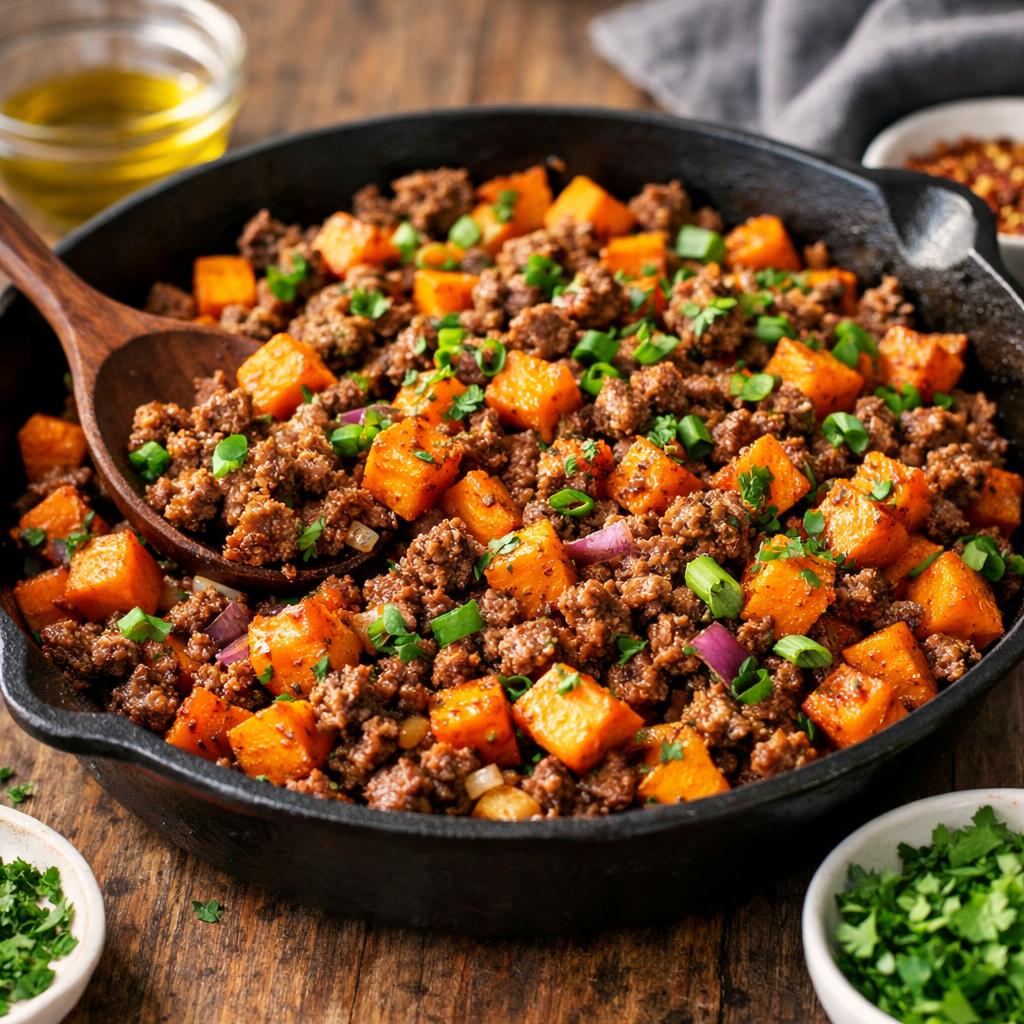 Bison and Sweet Potato Skillet