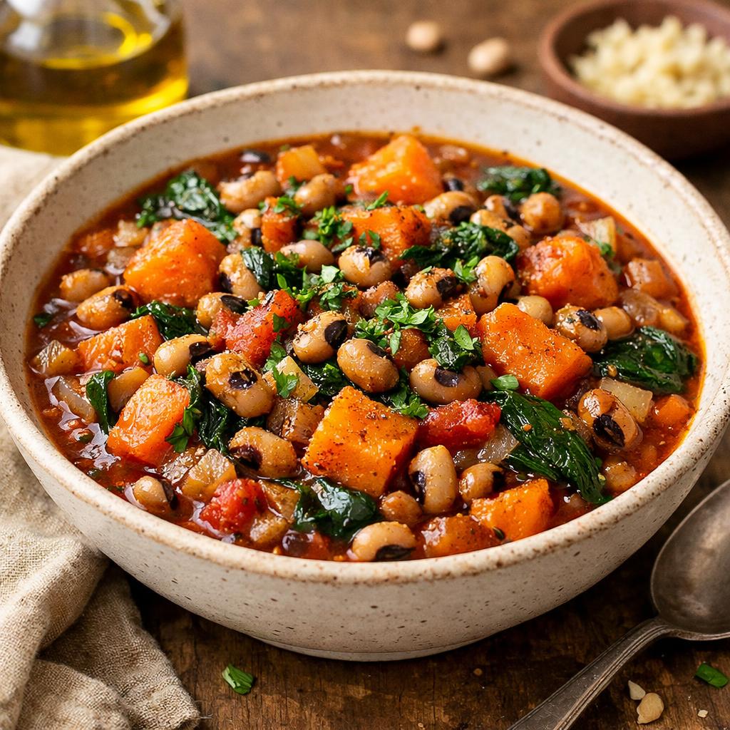 Black Eyed Pea and Sweet Potato Stew