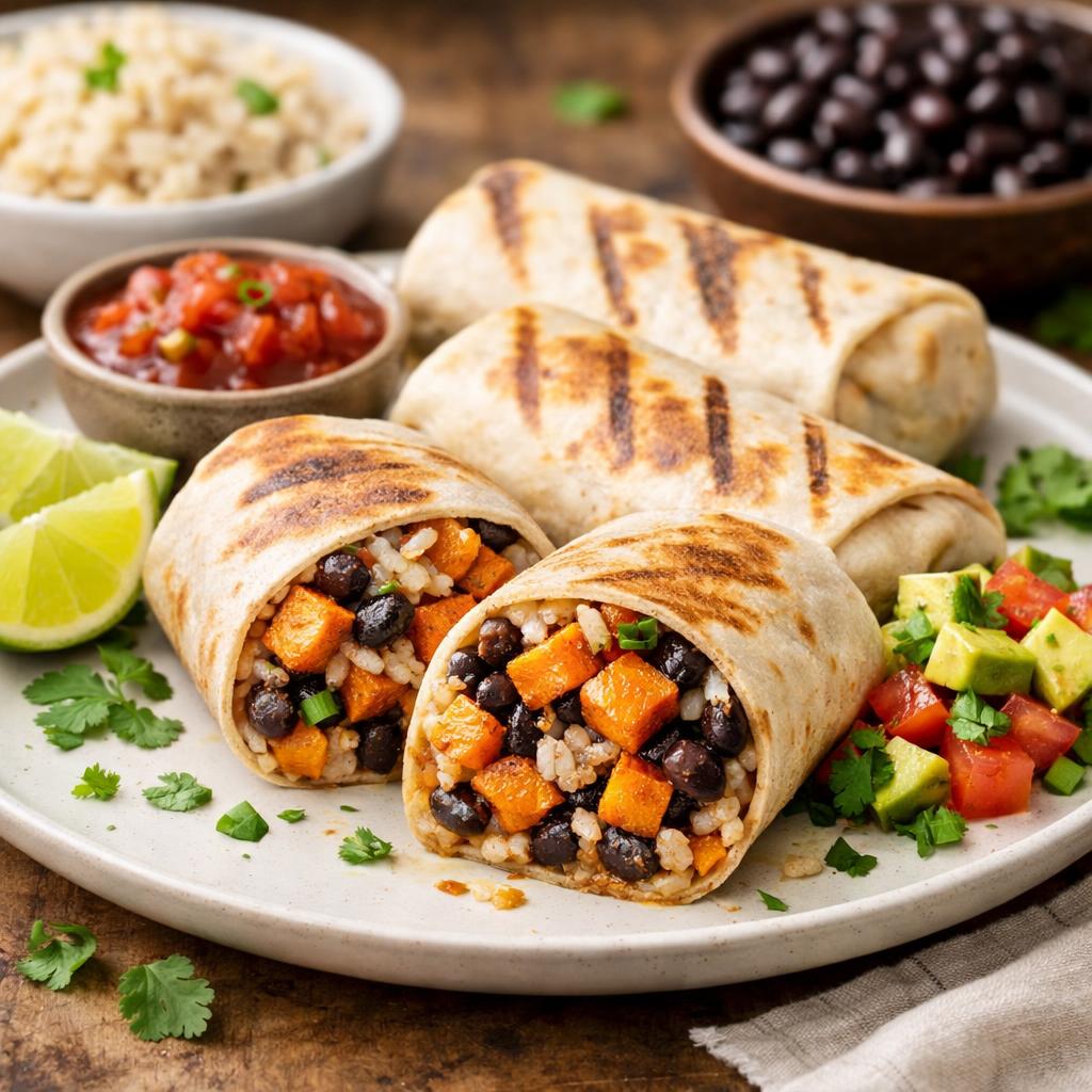 Budget Sweet Potato and Black Bean Burritos