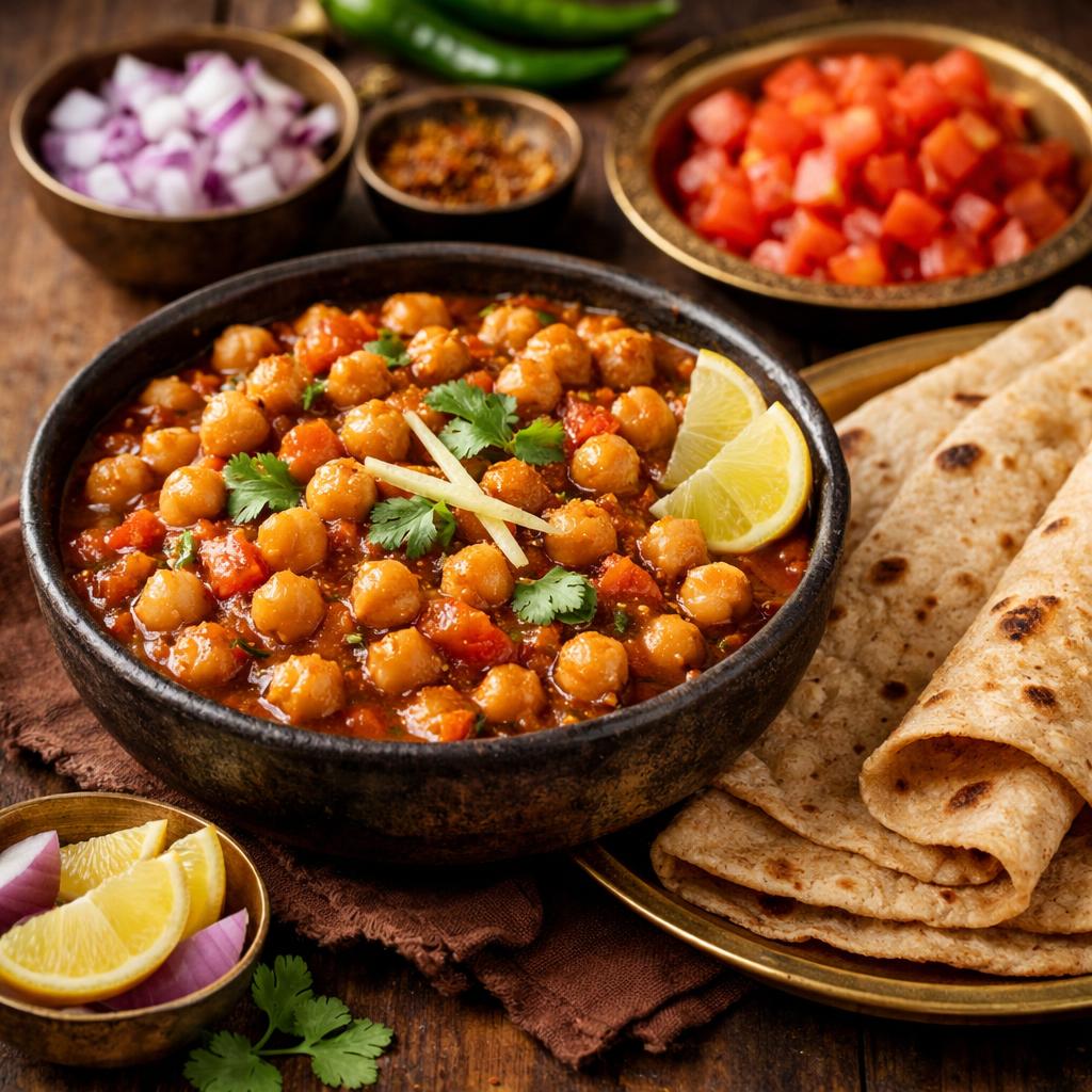 Chana Masala with Whole Wheat Roti