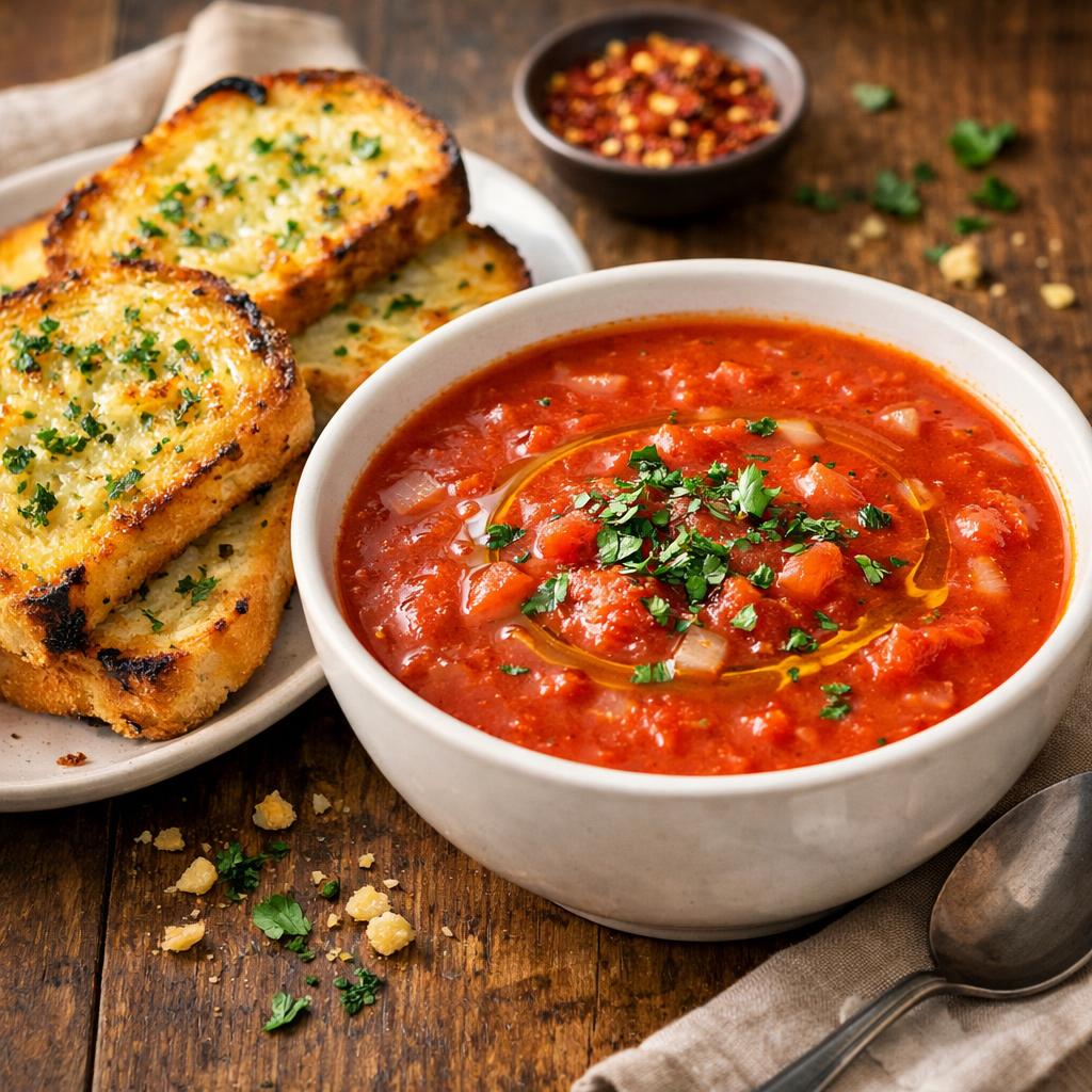 Cheap Garlic Bread and Tomato Soup