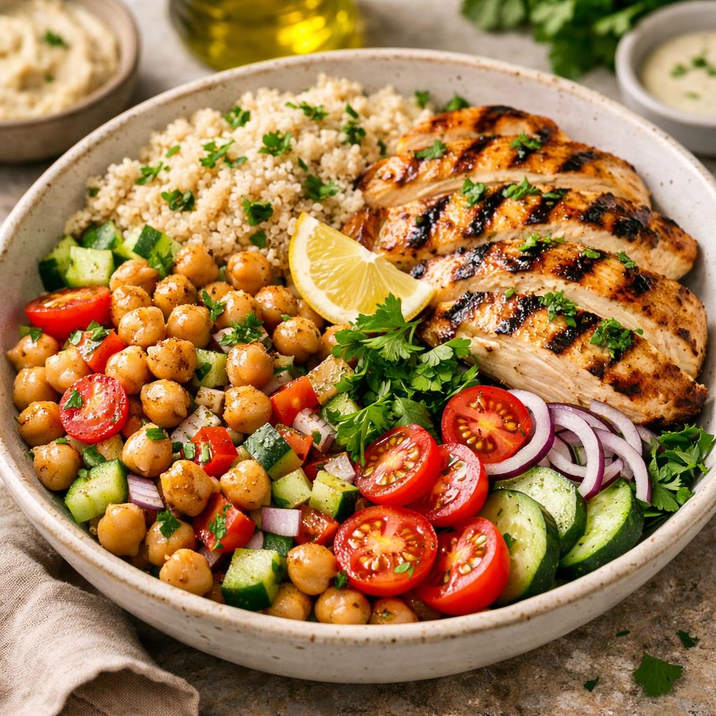 Chicken and Chickpea Mediterranean Bowl