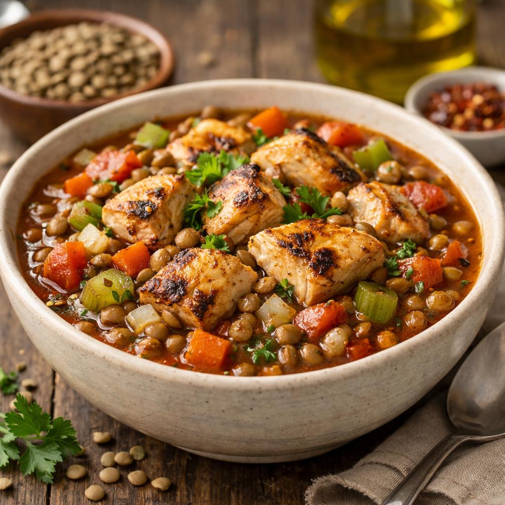 High-Protein Chicken and Lentil Stew