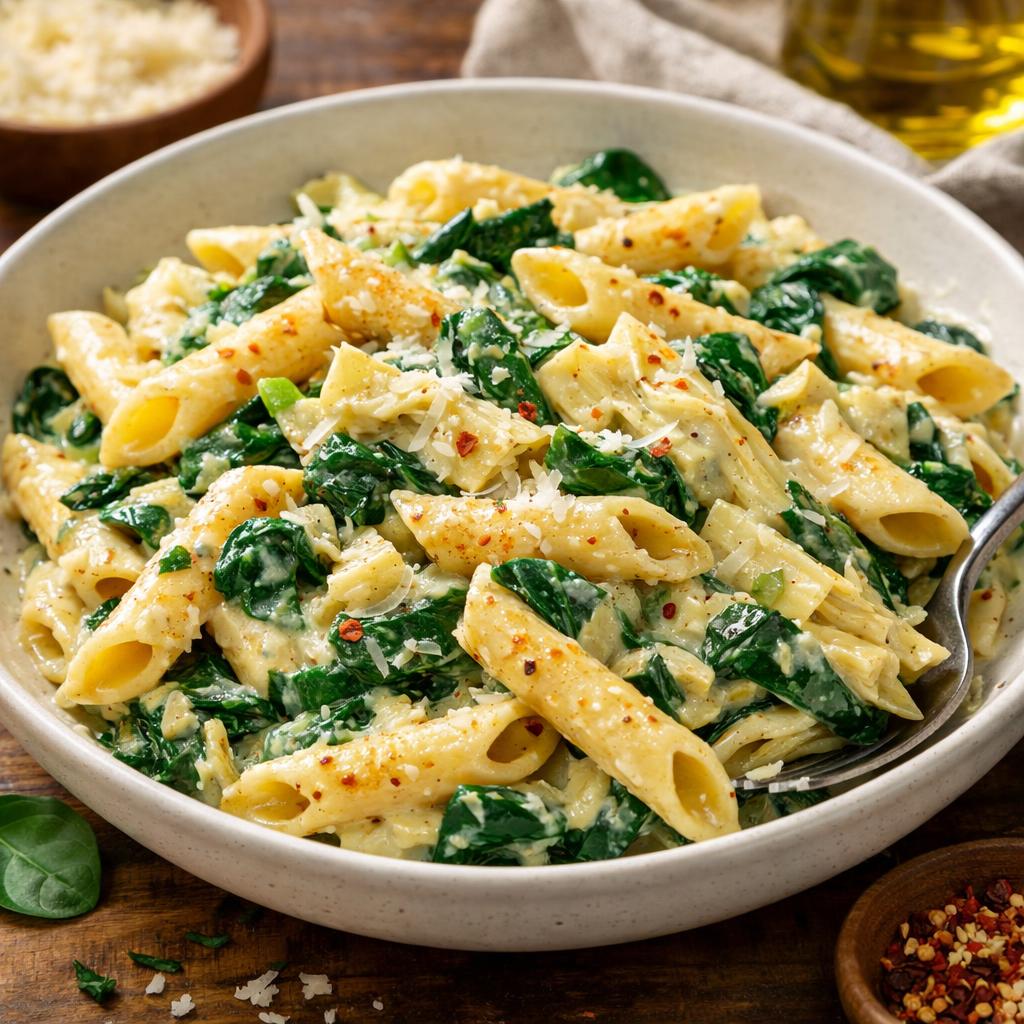 Creamy Spinach and Artichoke Pasta