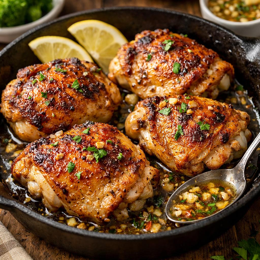 Crispy Keto Chicken Thighs with Garlic Butter