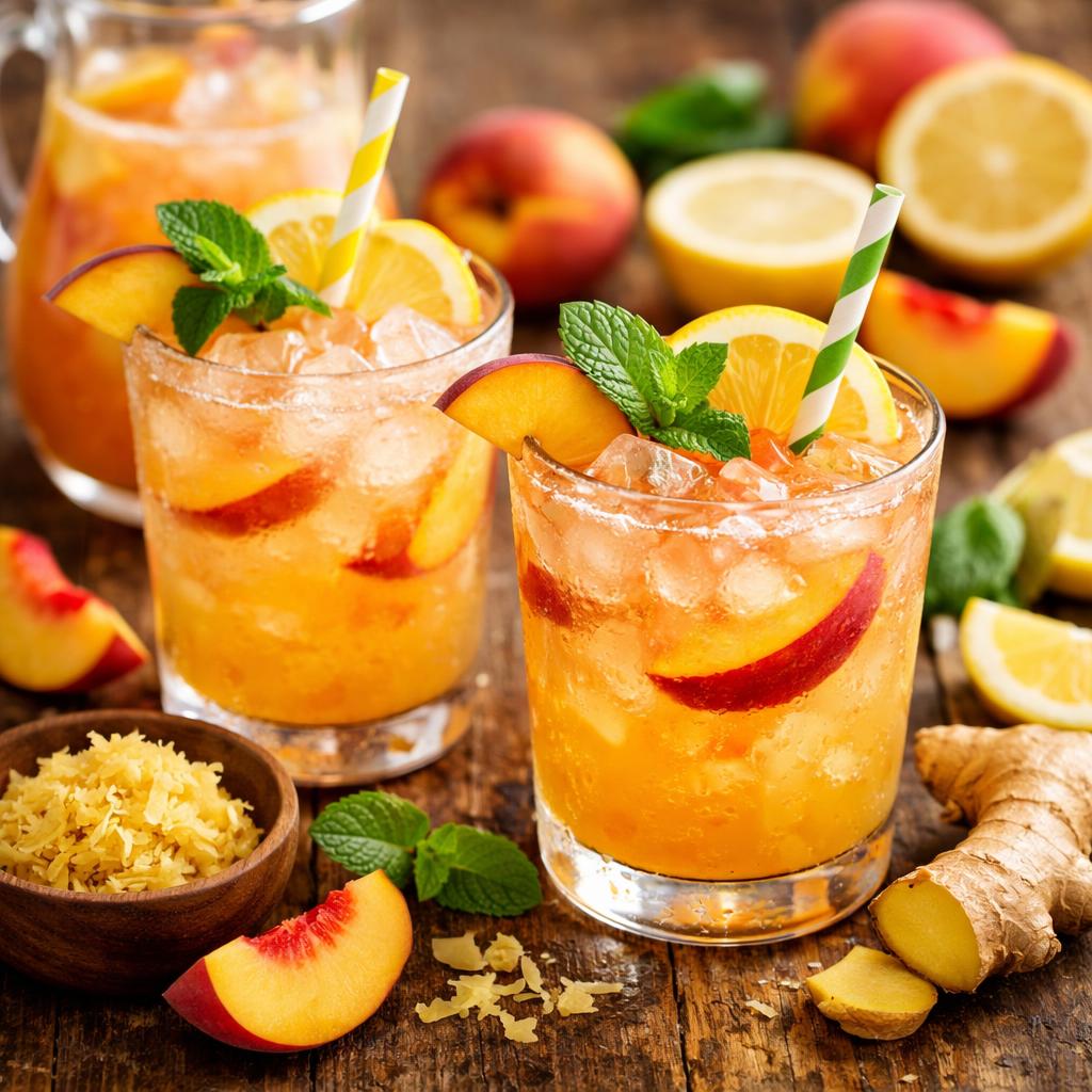 Ginger Peach Lemonade Mocktail