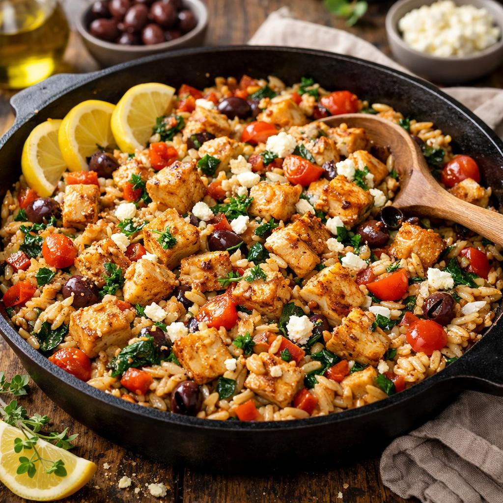 Greek Chicken and Orzo Skillet High Protein