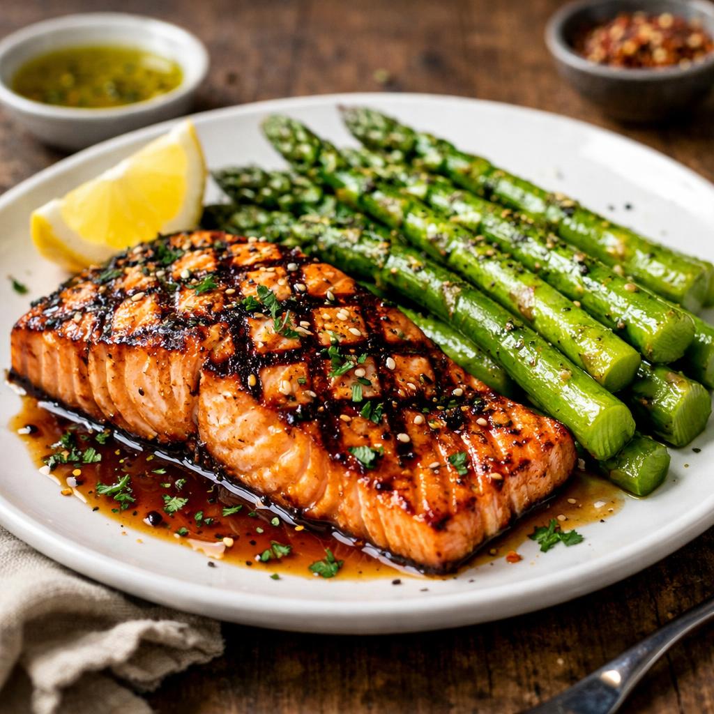Grilled Salmon with Asparagus High Protein