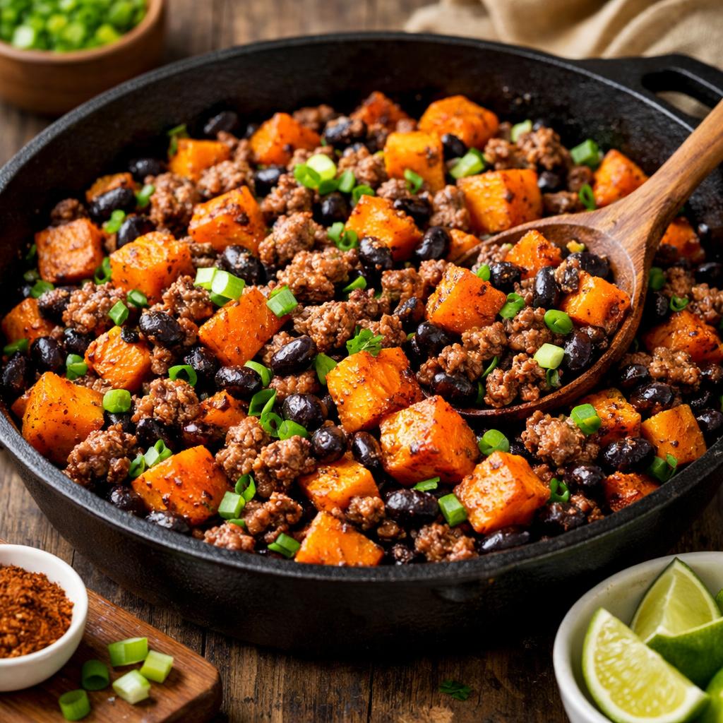 Ground Beef and Sweet Potato Skillet High Protein