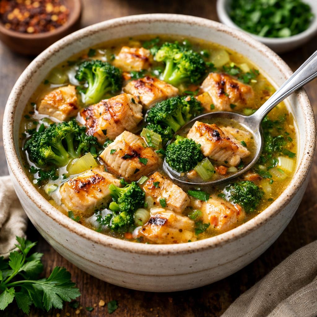 High Protein Chicken and Broccoli Soup