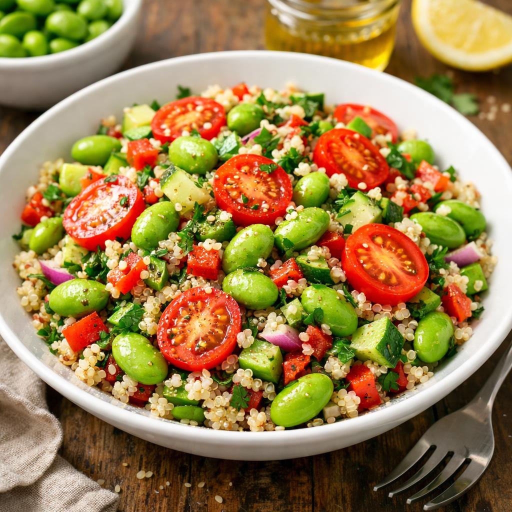 High Protein Edamame and Quinoa Salad