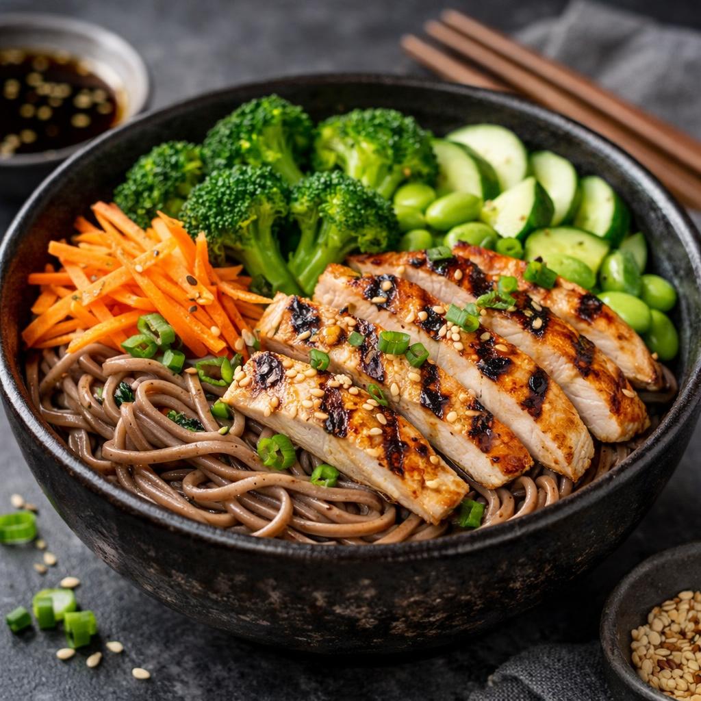 High Protein Soba Noodle Bowl with Chicken