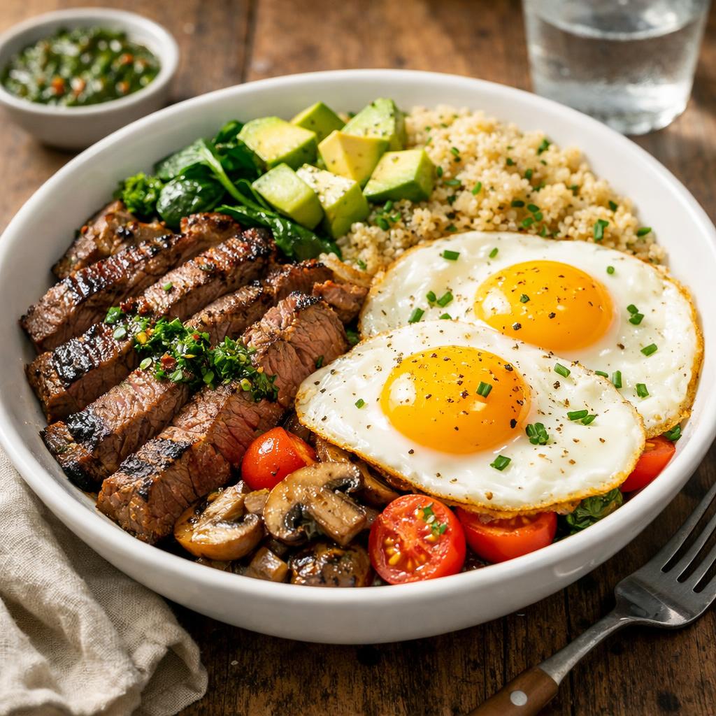 High Protein Steak and Egg Breakfast Bowl