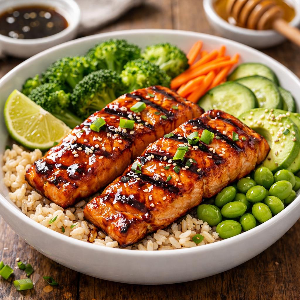 High Protein Teriyaki Salmon Bowl