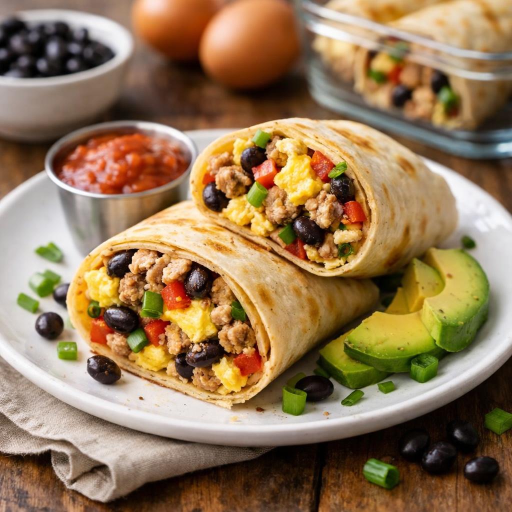 High Protein Turkey and Egg Breakfast Burrito