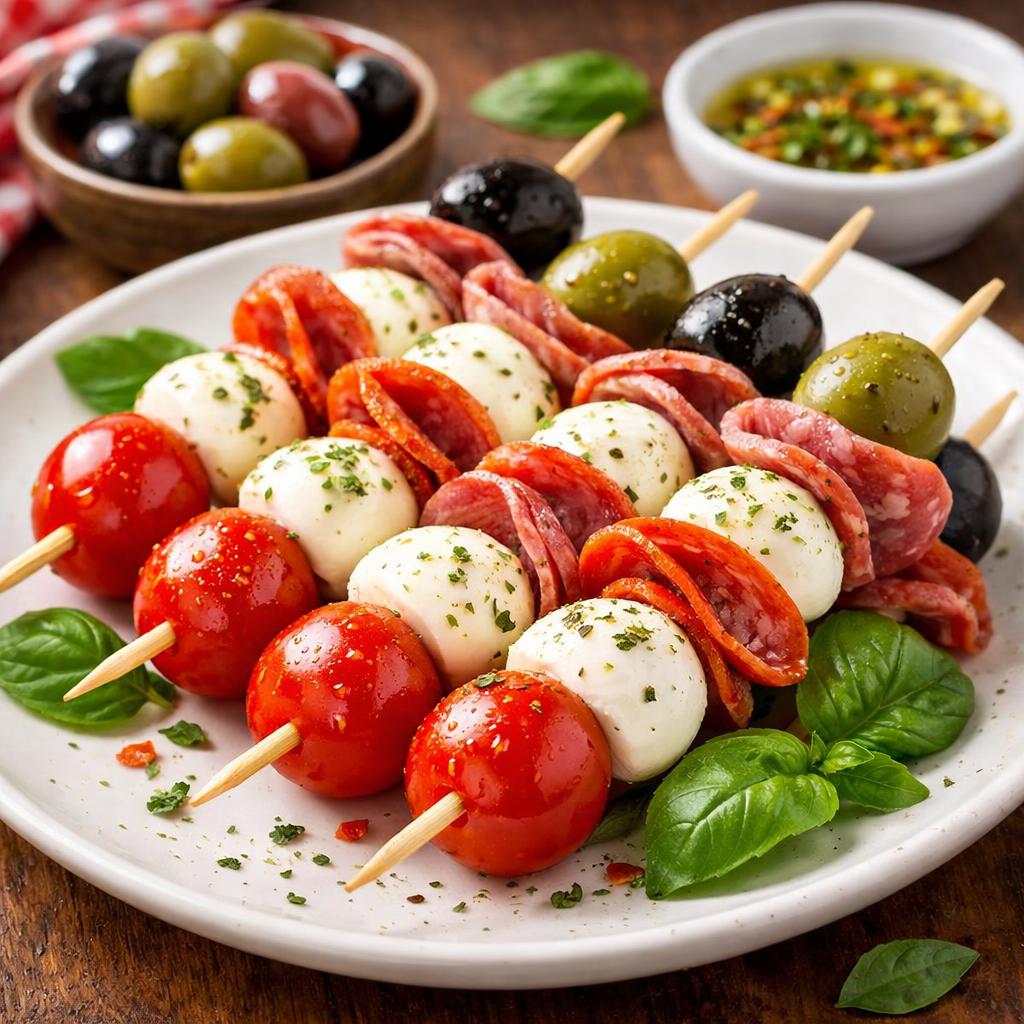 Keto Antipasto Skewers with Mozzarella