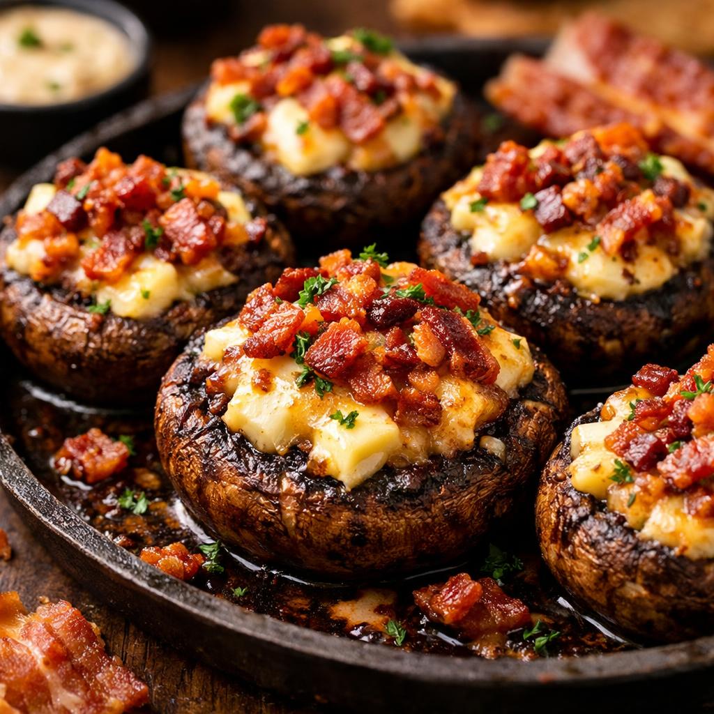 Keto Bacon and Brie Stuffed Mushrooms