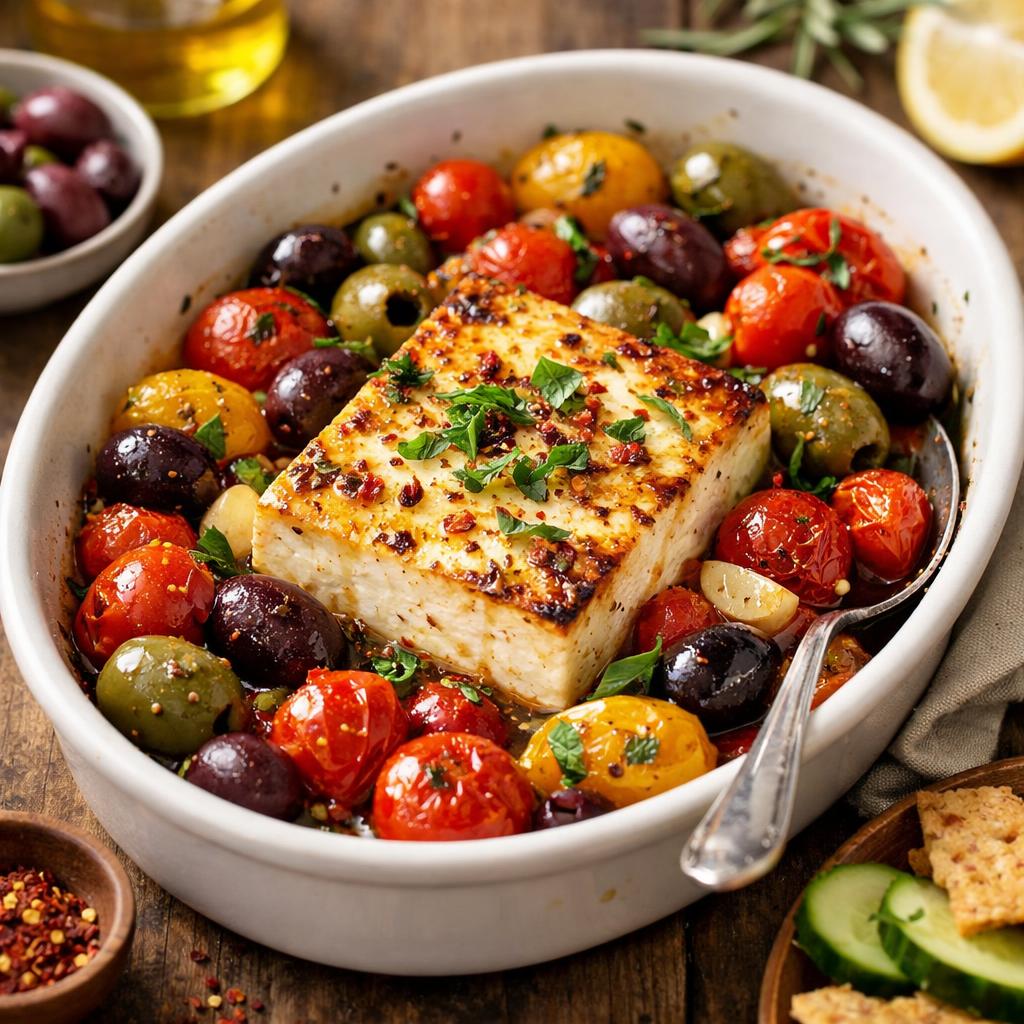 Keto Baked Feta with Olives and Tomatoes