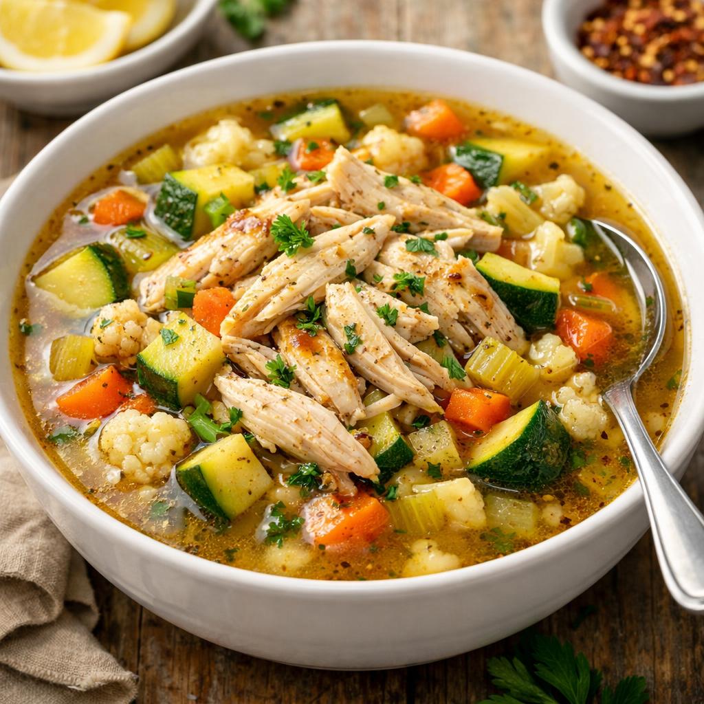 Keto Chicken Soup with Vegetables