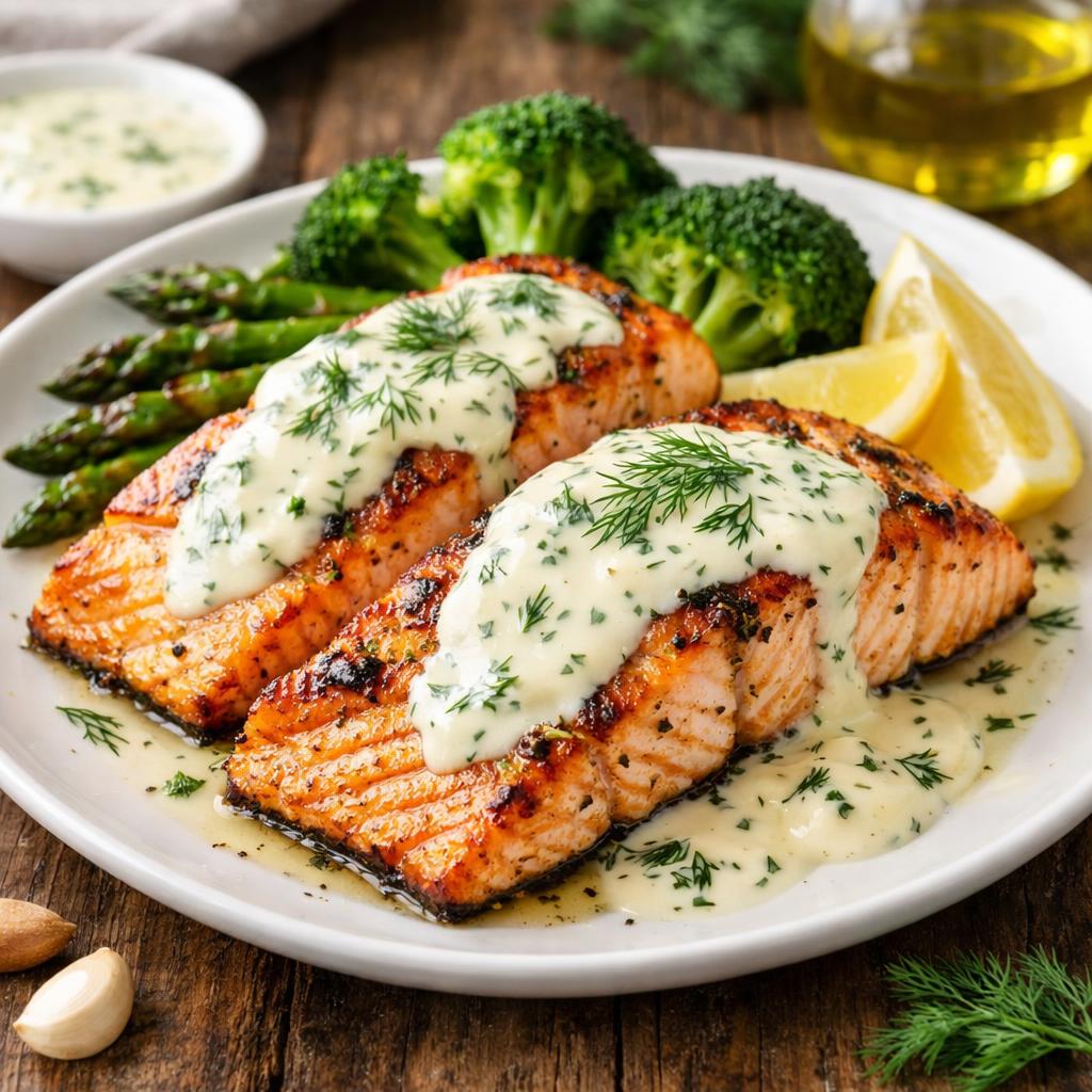 Keto Salmon with Lemon Dill Sauce