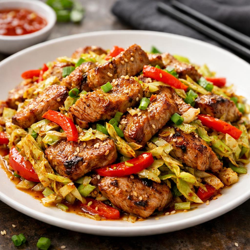 Keto Spicy Pork Stir Fry with Cabbage
