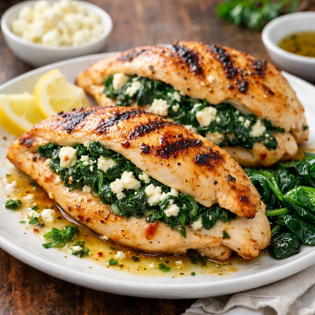 Keto Spinach and Feta Stuffed Chicken Breast