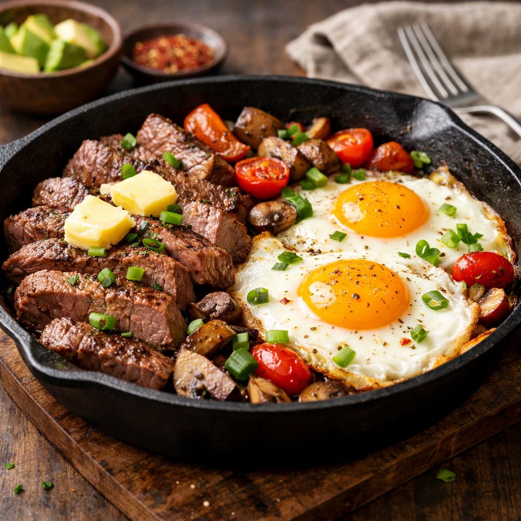 Keto Steak and Eggs Skillet
