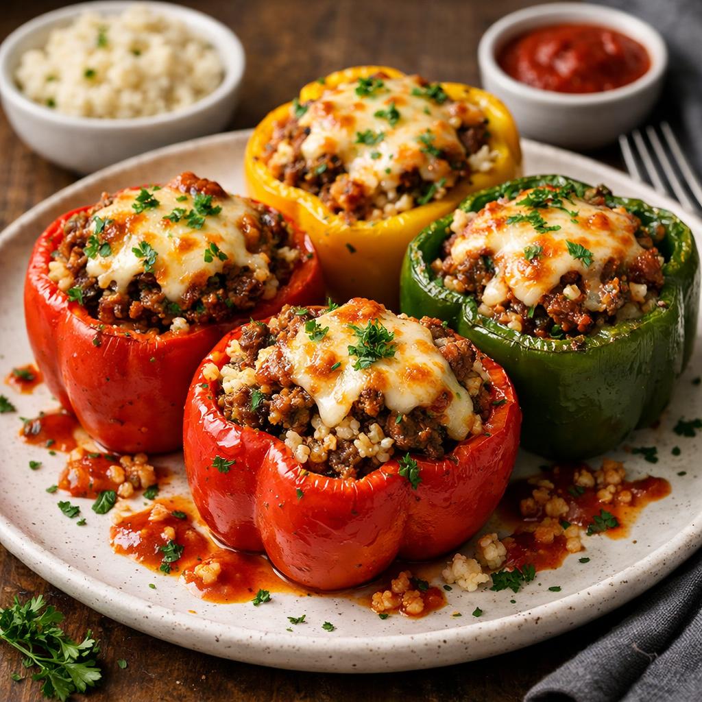 Keto Stuffed Bell Peppers with Ground Beef