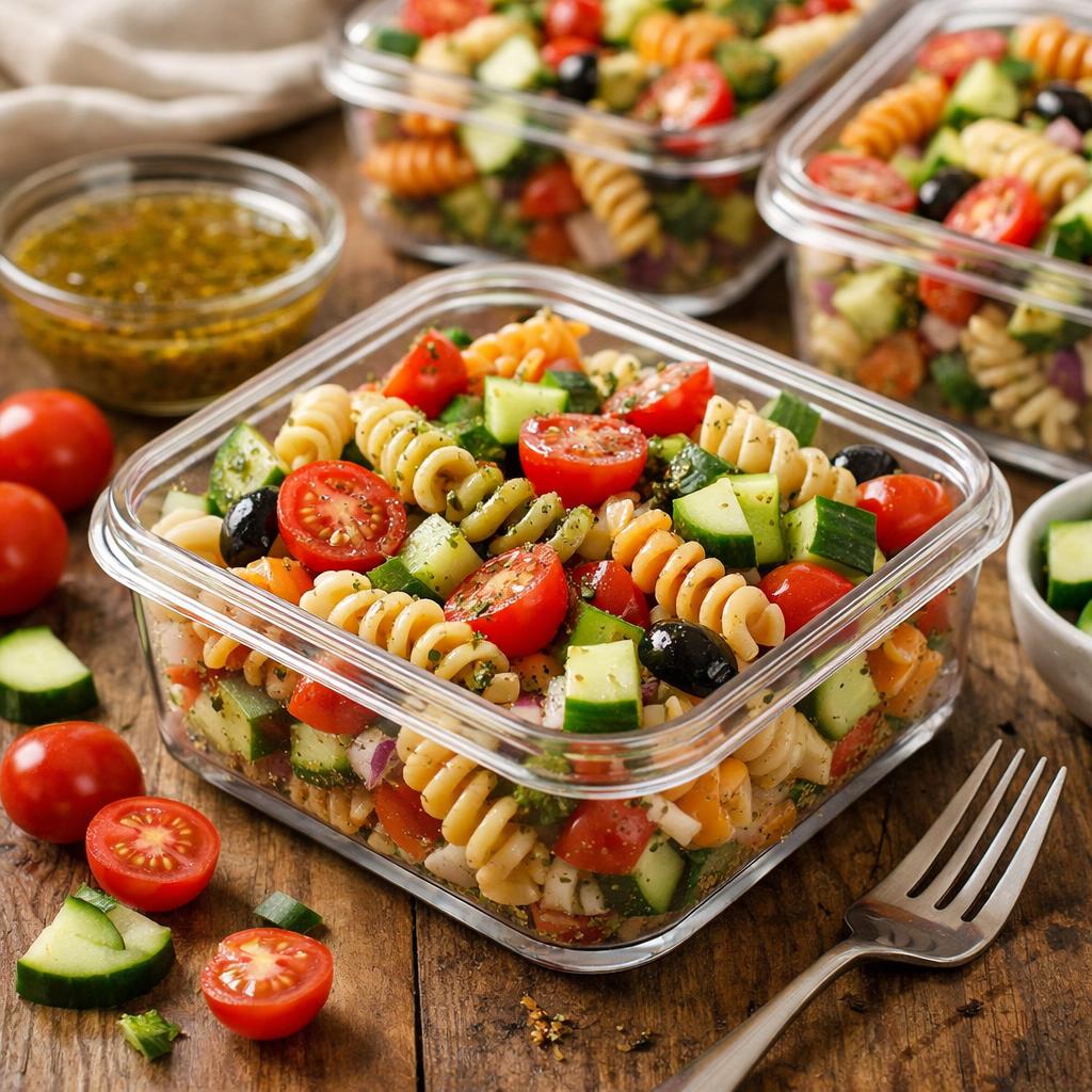 Meal Prep Pasta Salad with Italian Dressing