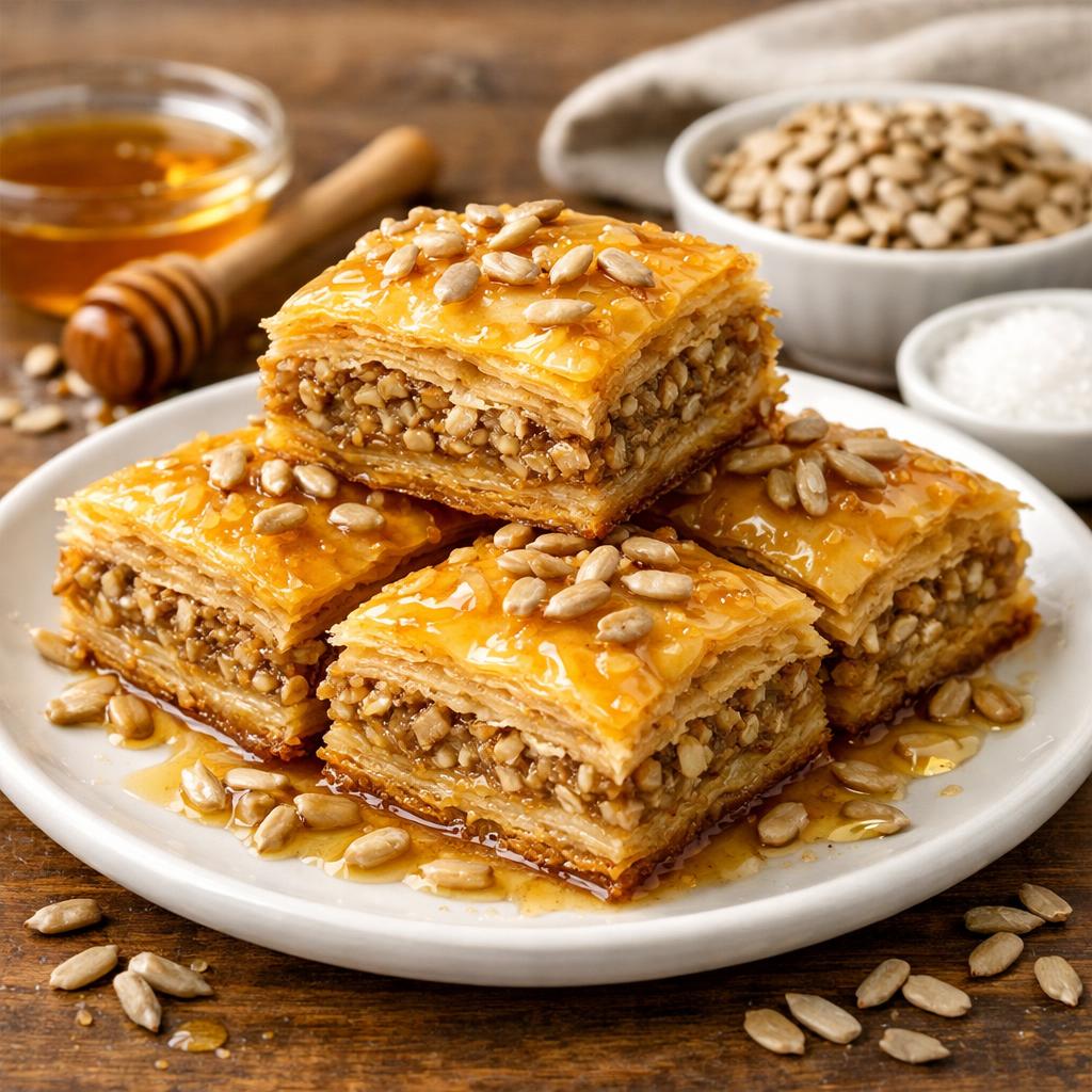 Nut-Free Baklava with Sunflower Seeds and Honey
