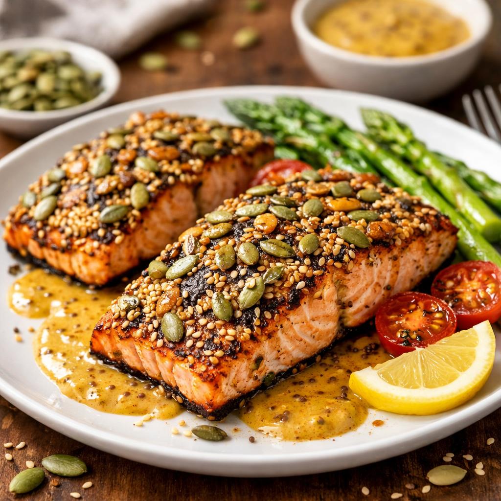Nut-Free Seed-Crusted Salmon with Mustard