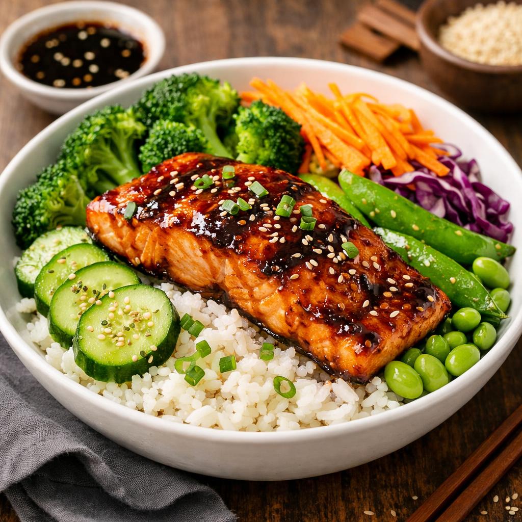 Nut-Free Teriyaki Salmon Bowl
