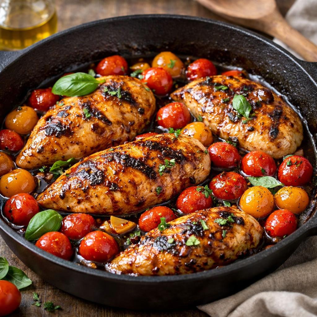 One Pan Balsamic Chicken with Tomatoes