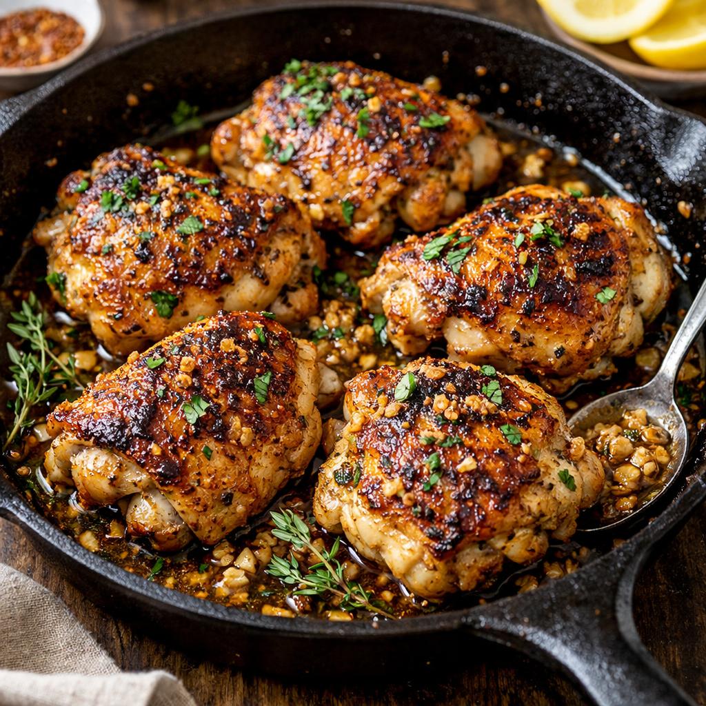 One Pan Garlic Herb Chicken Thighs