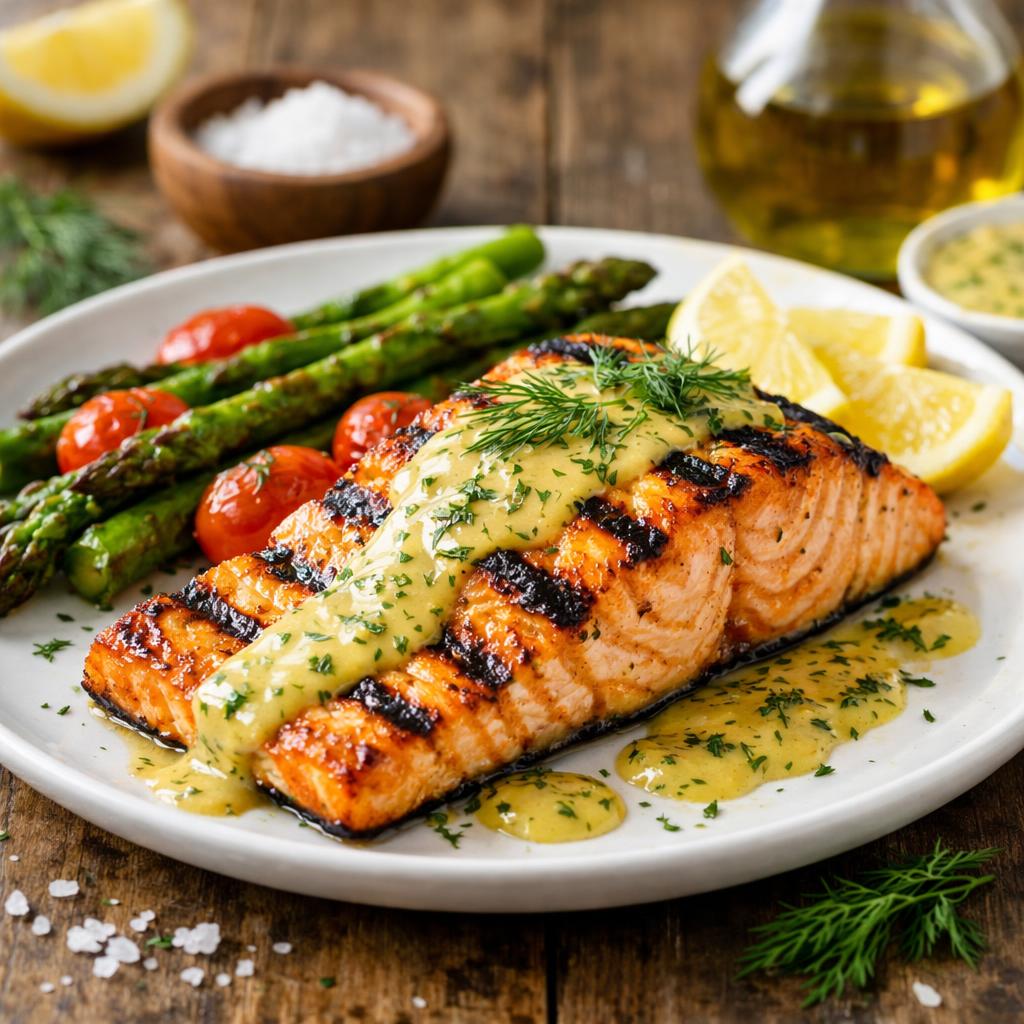 Paleo Grilled Salmon with Dill Mustard