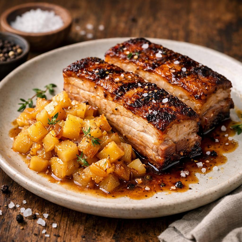 Paleo Pork Belly with Apple Compote