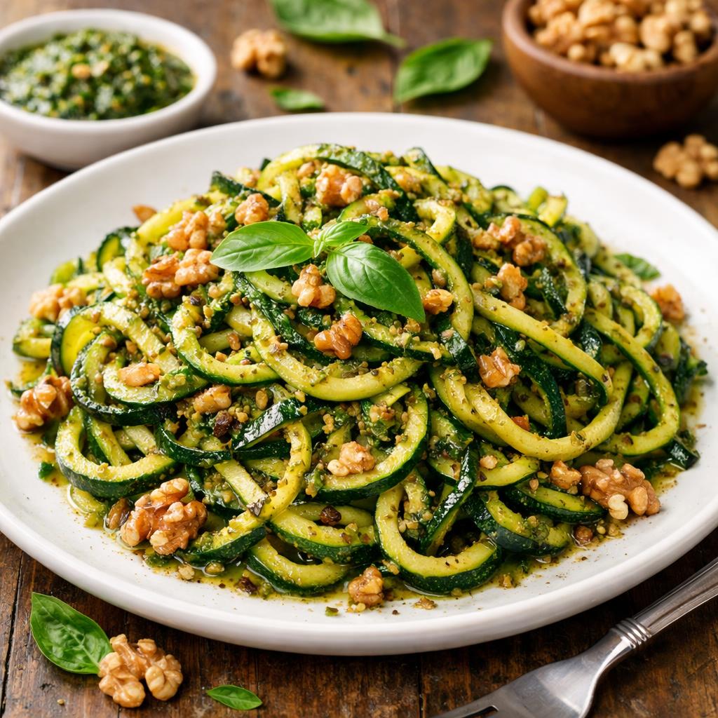 Paleo Walnut Pesto Zucchini Noodles