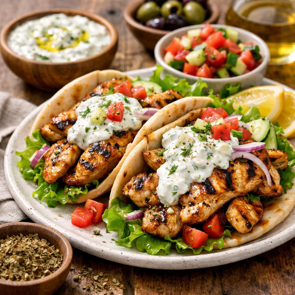 Quick Chicken Gyros with Tzatziki