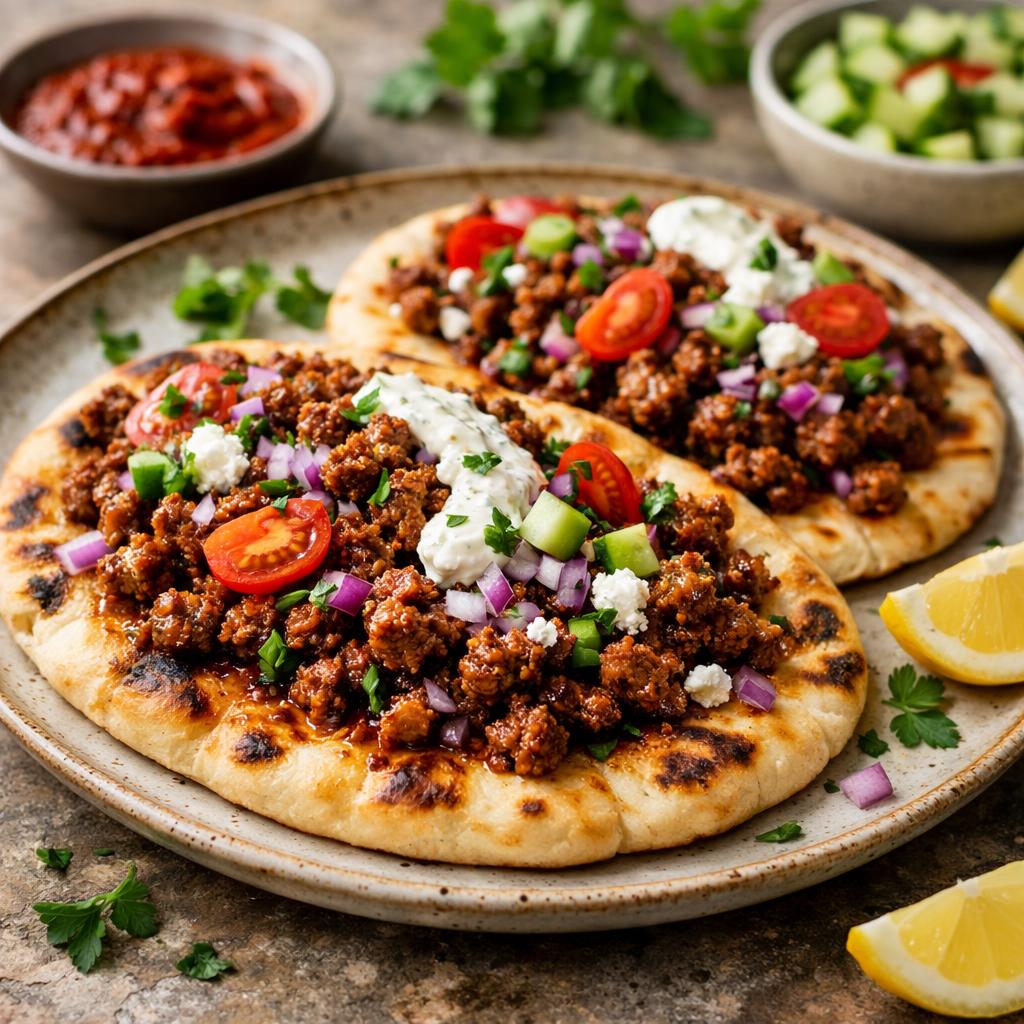 Quick Harissa Lamb Flatbreads