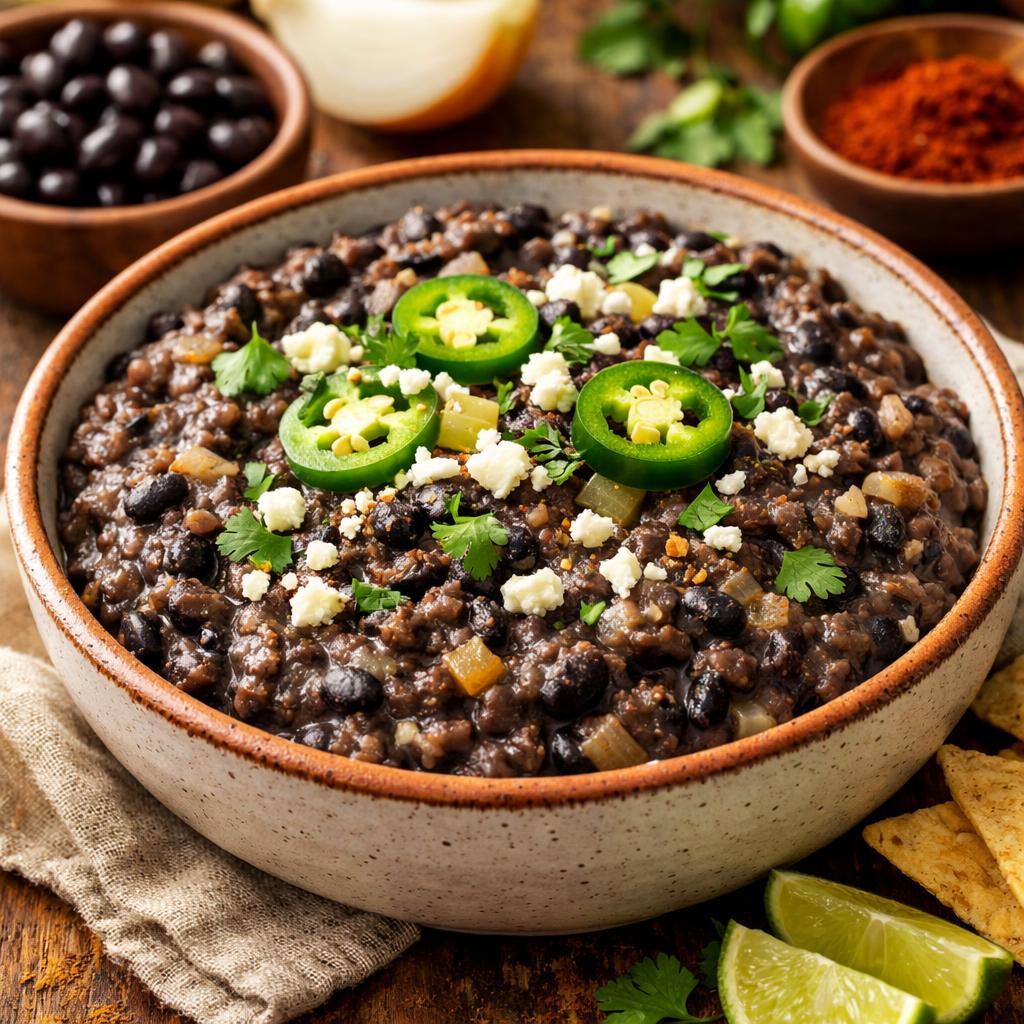 Refried Black Beans (Medium Spice)