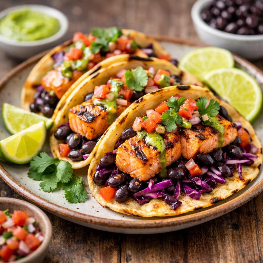 Salmon and Black Bean Tacos High Protein