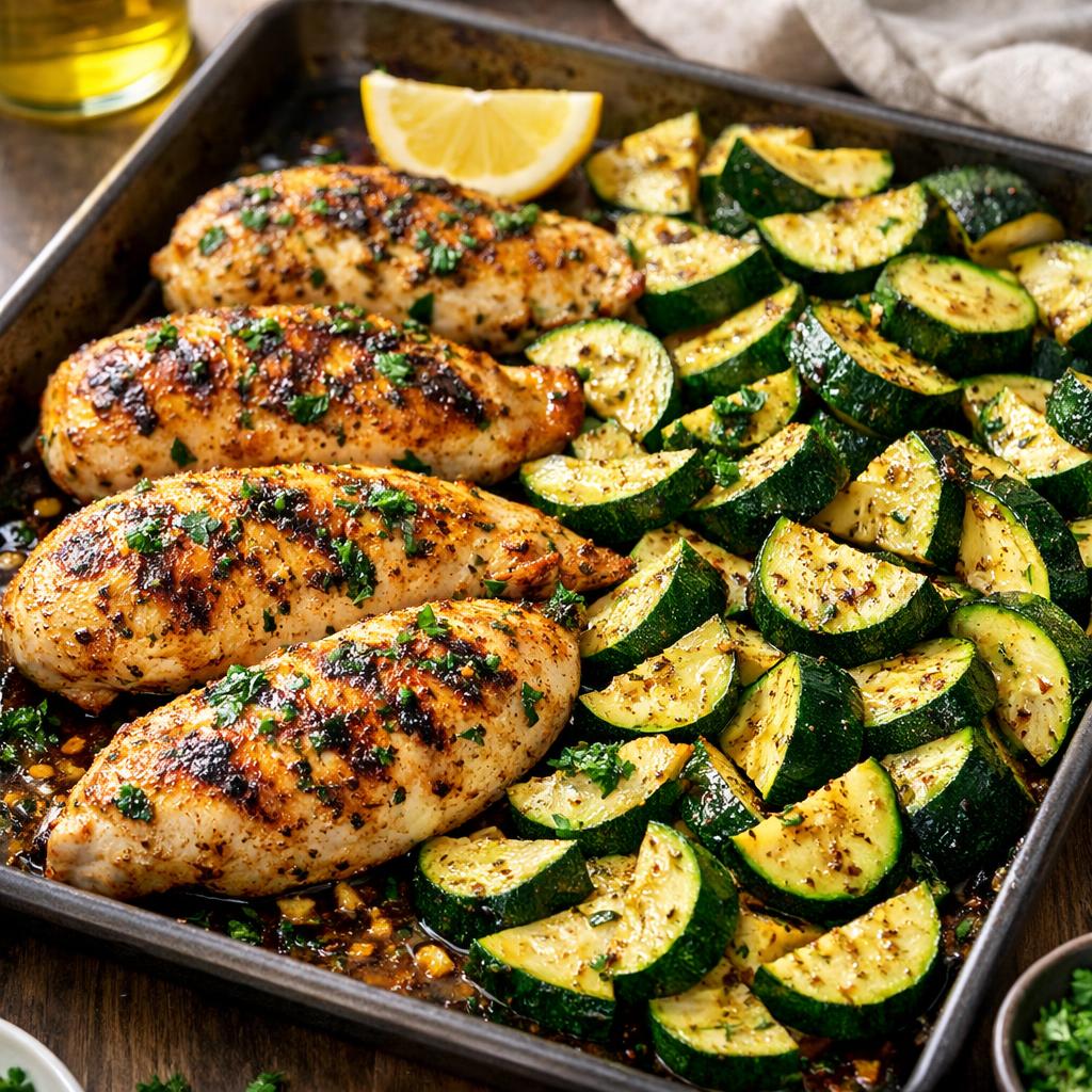 Sheet Pan Garlic Herb Chicken and Zucchini