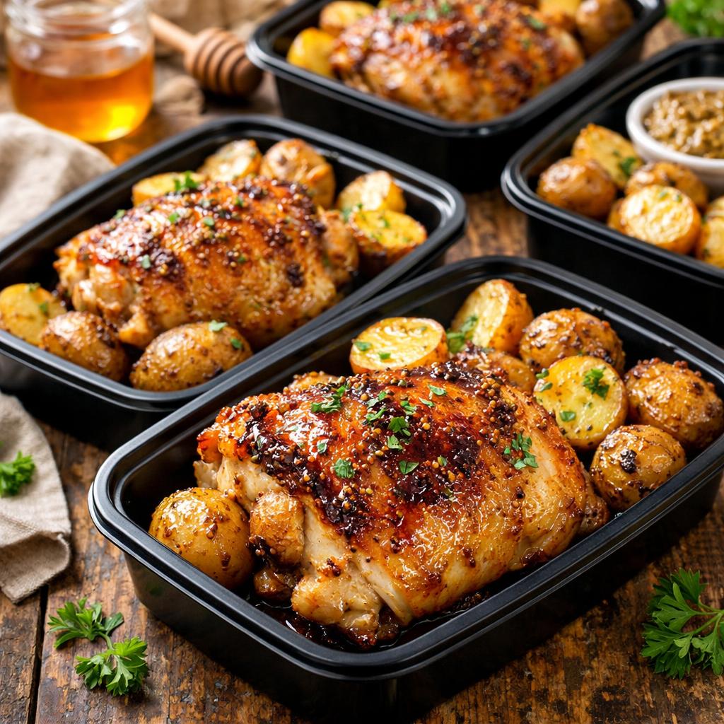 Sheet Pan Honey Mustard Chicken and Potatoes Meal Prep