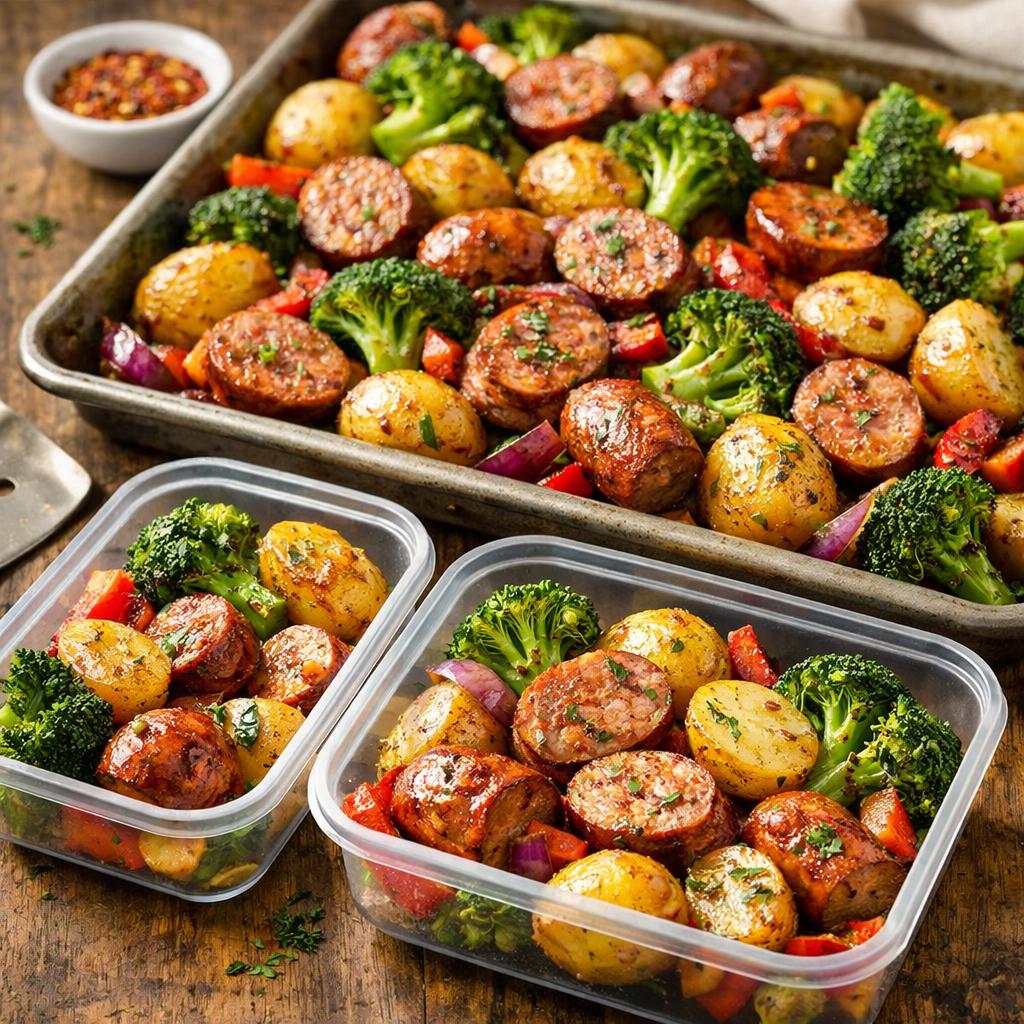 Sheet Pan Sausage and Potato Bake Meal Prep
