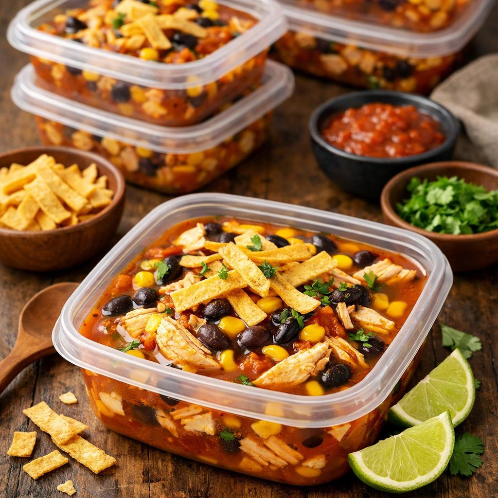 Slow Cooker Chicken Tortilla Soup Meal Prep