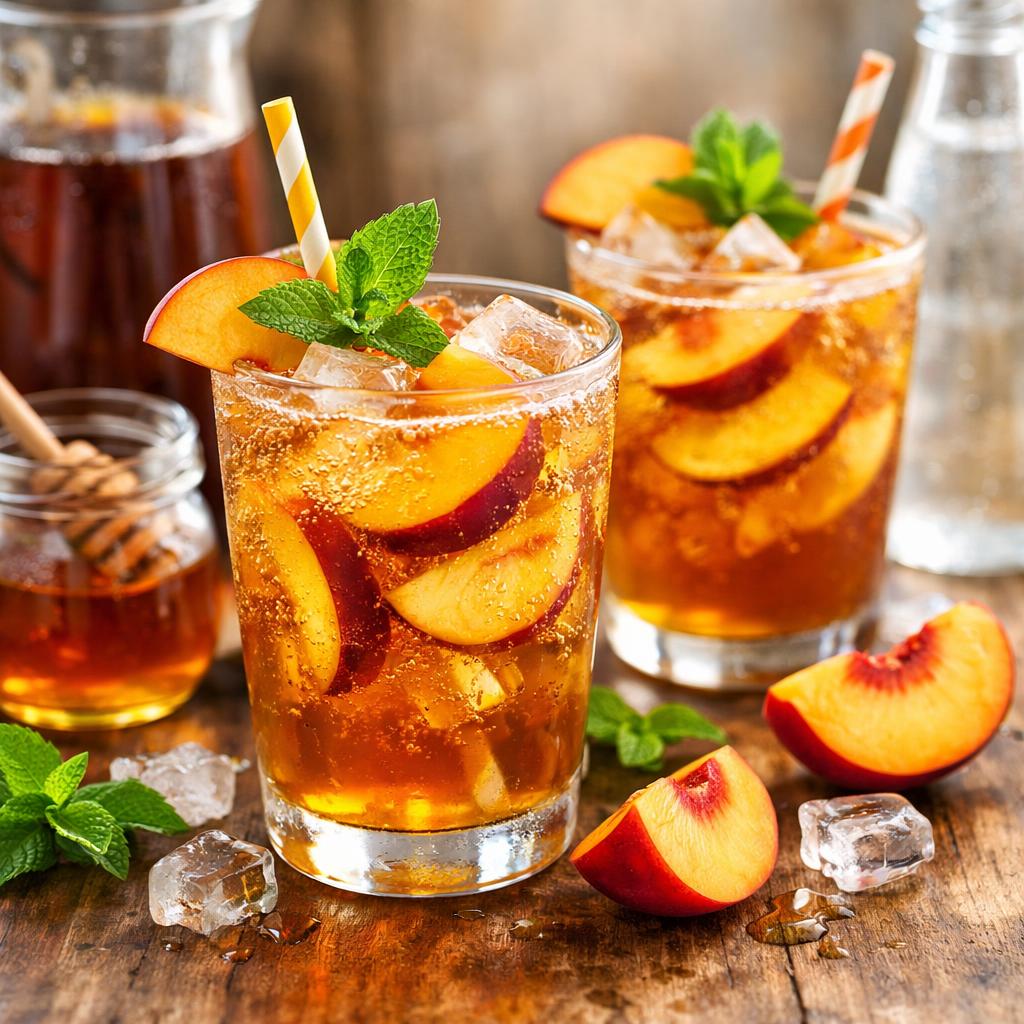 Sparkling Peach Iced Tea Mocktail