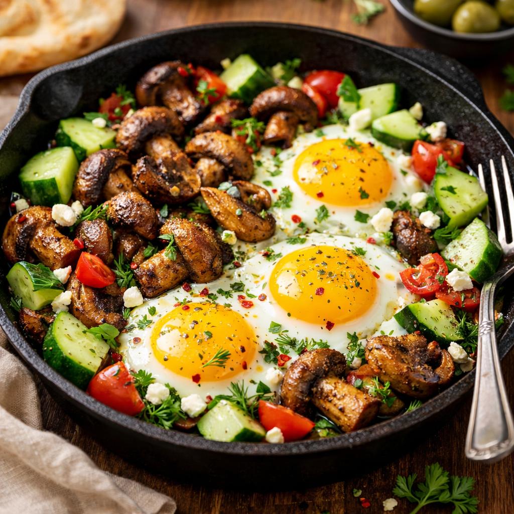 Spiced Garlic Mushroom & Cucumber Breakfast Skillet
