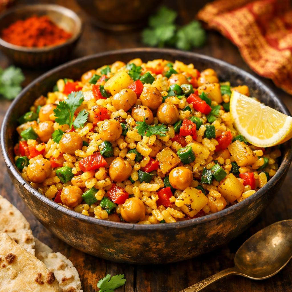 Spiced Poha & Chickpea Hash